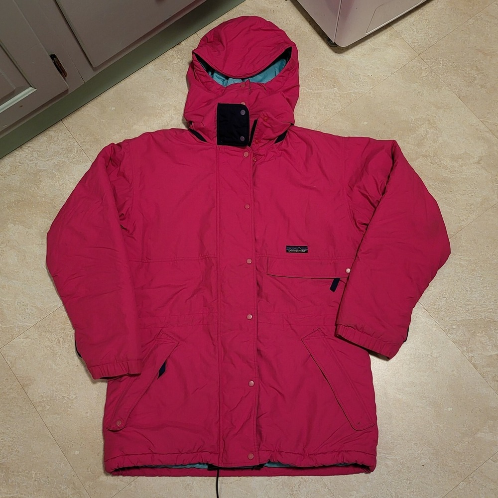 VTG Retro Womens Pink Patagonia Zip Snap‎ Jacket Parka Coat Size 12